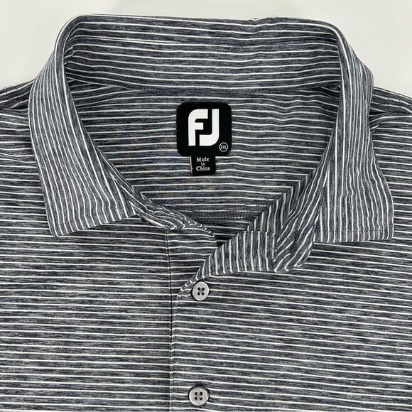 Men’s Footjoy FJ Golf polo black and white stripes size 2XL EUC - Picture 3 of 8